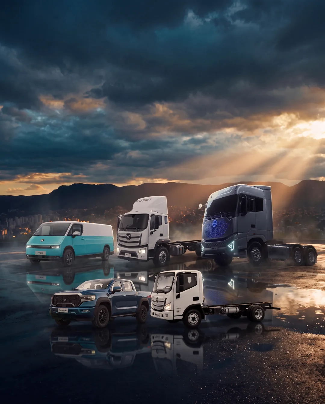 Linha Foton da Lavoro: eView Connect, Tunland V9, Aumark S315, Auman D e Galaxus, concessionária em Contagem, MG